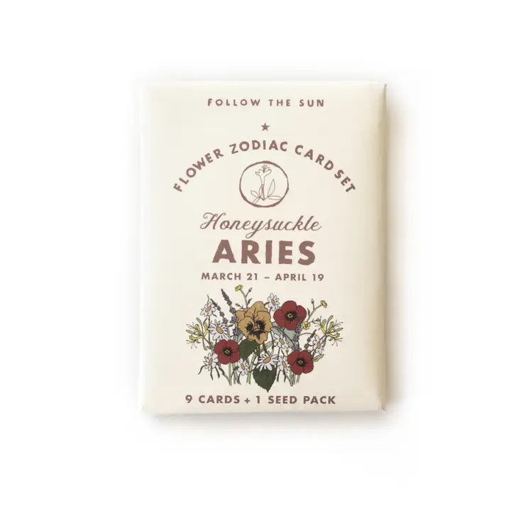 Flower Zodiac Sticker & Seed Set - Aries (Mar 21 - Apr 19)