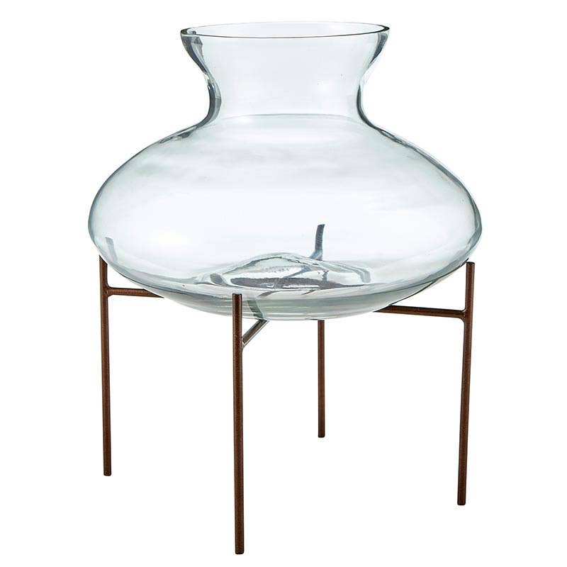 Glass Vase with Tall Holder