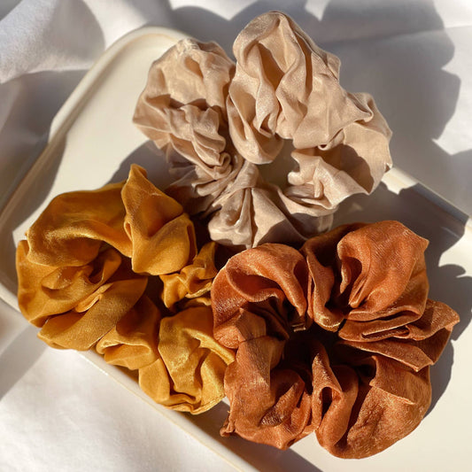 Fall Colors Satin Scrunchies (Set of 3): Assorted